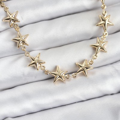 Yıldız Model Pirinç Gold Renk Kadın Kolye