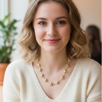 Yıldız Model Pirinç Gold Renk Kadın Kolye