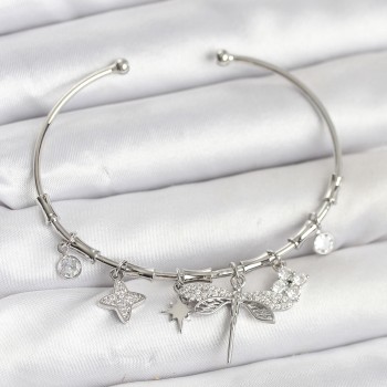 Yusufçuk Charmlı Gümüş Renk Pirinç Kadın Bileklik