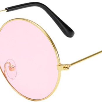 Yuvarlak Cam John Lennon Tarzı Gold Pembe Gözlük