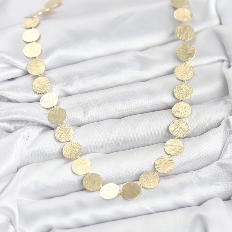 Yuvarlak Plaka Model Gold Renk Kadın Kolye