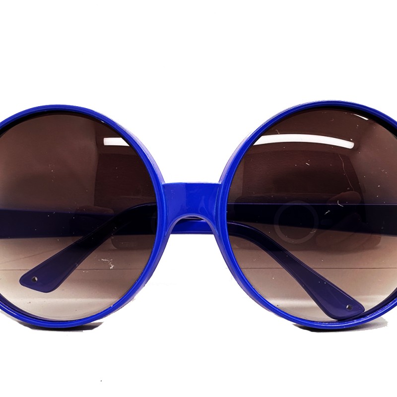 Yuvarlak Yeşilçam 80 li 90 lı Yıllar Parti Gözlüğü Retro Mavi Renk