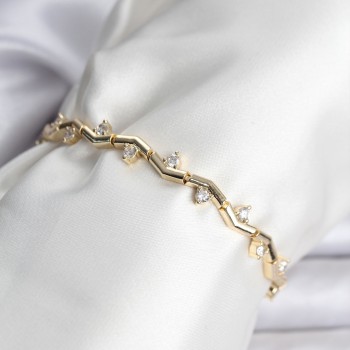 Zikzak Model Pirinç Gold Renk Bileklik