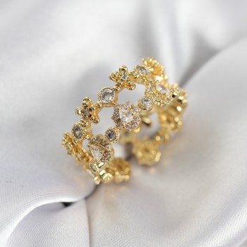 Zirkon Taşlı 2'li Model Gold Renk Kadın Yüzük