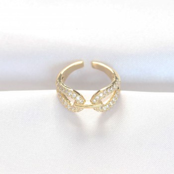 Zirkon Taşlı Gold Renk Ayarlanabilir Yüzük