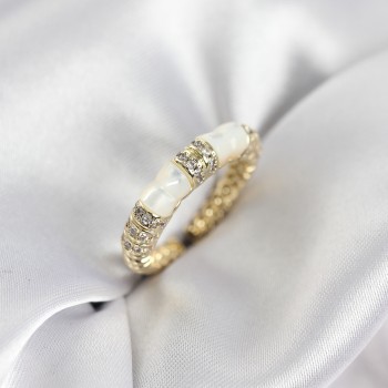 Zirkon Taşlı Kemik Model Gold Renk Kadın Yüzük