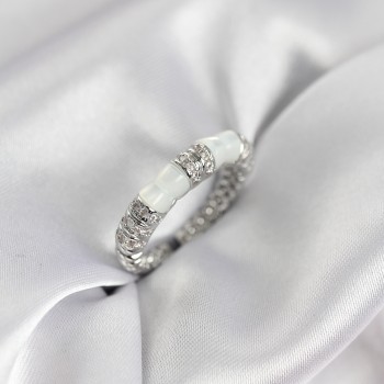 Zirkon Taşlı Kemik Model Gümüş Renk Kadın Yüzük