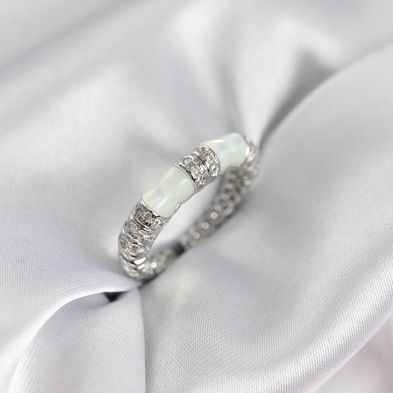 Zirkon Taşlı Kemik Model Gümüş Renk Kadın Yüzük