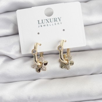 Zirkon Taşlı Pirinç Kadın Göçmen Küpesi