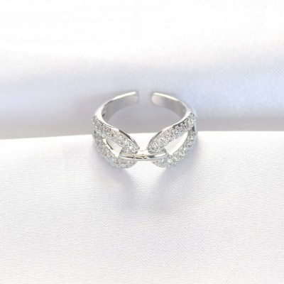 Zirkon Taşlı Silver Renk Ayarlanabilir Yüzük