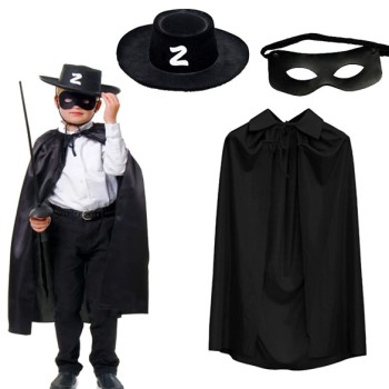 Zorro Pelerin Şapkası ve Maske Seti Çocuk Boy